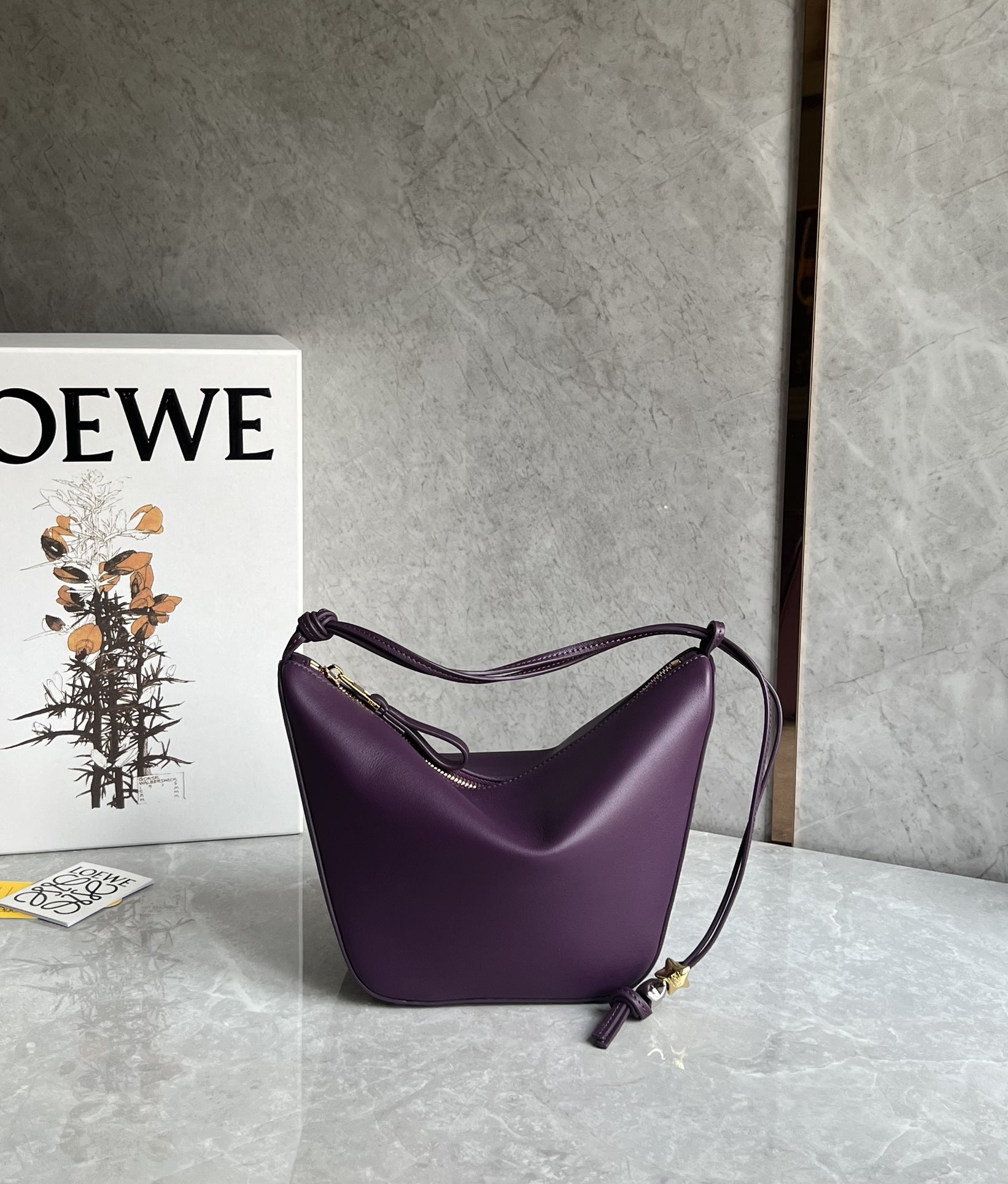 Loewe Mini Hammock Hobo Bag in Classic Calfskin Dark Purple